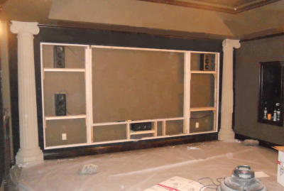 Home Theater Photos-MK Sound LCR 950 loudspeakers in a screen wall installation