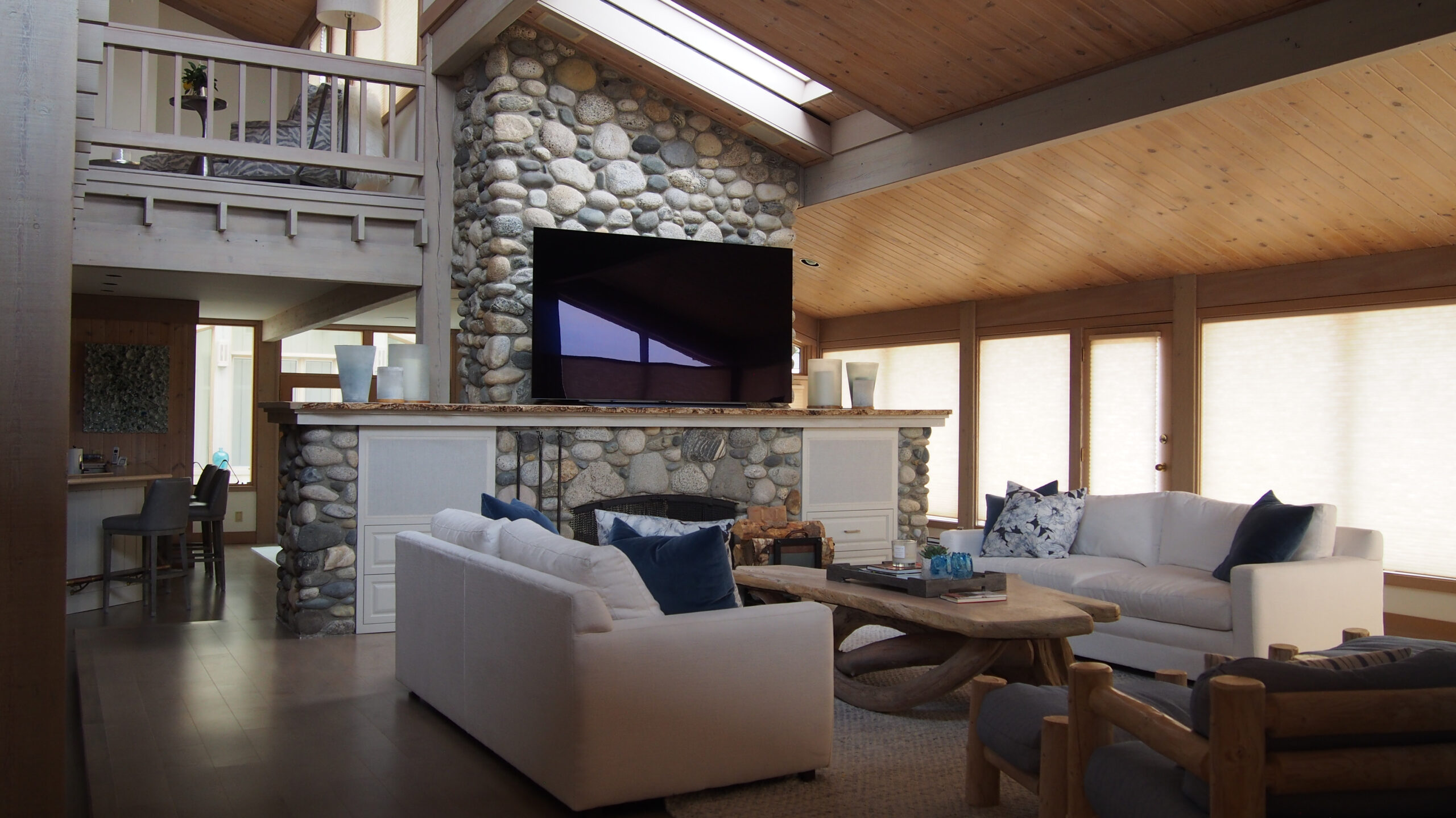 Whidbey Beach House Sound System Living Room Main | Theater Design Northwest